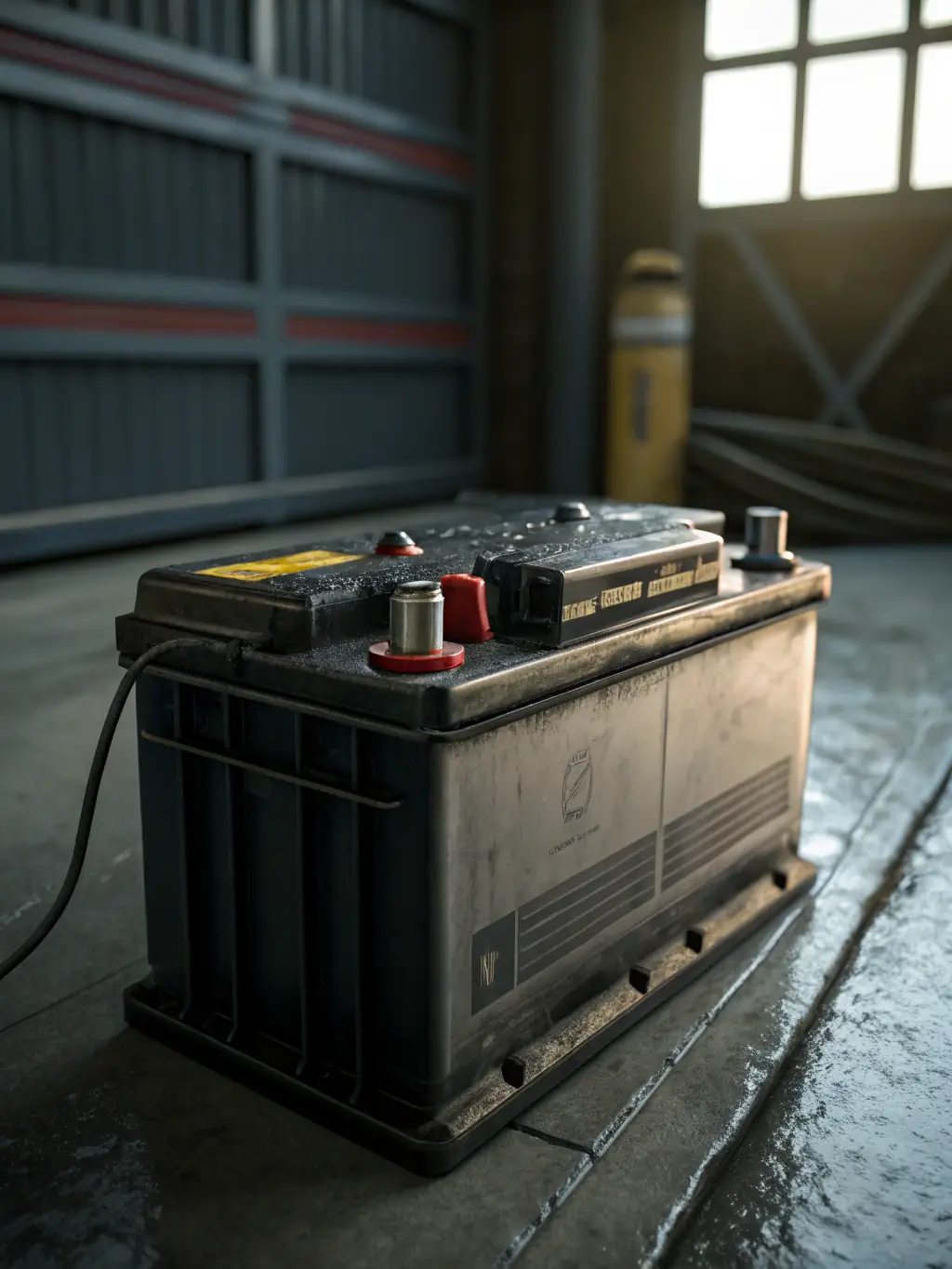 An image showcasing a deep-cycle battery installed in a van's electrical system, emphasizing its long-lasting power storage capabilities.